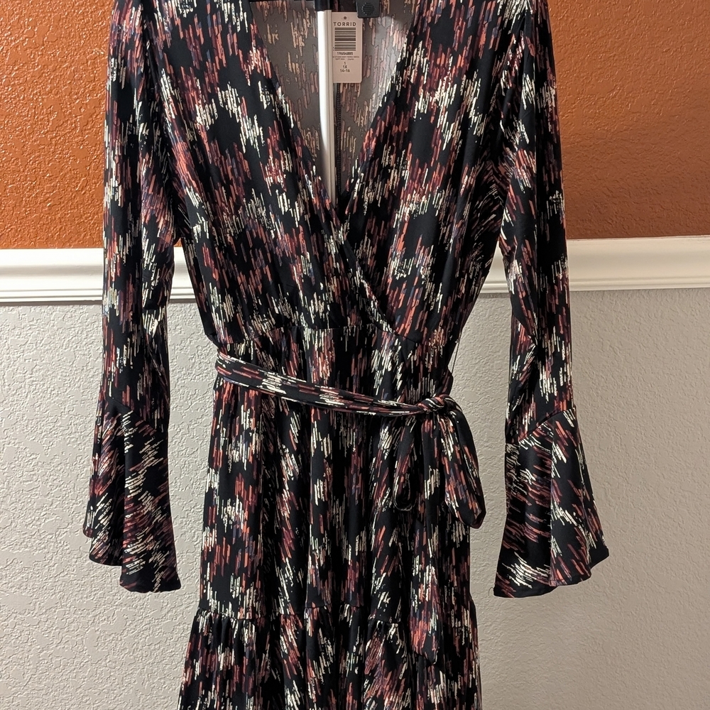 Torrid Black and Pink Long Sleeve Dress